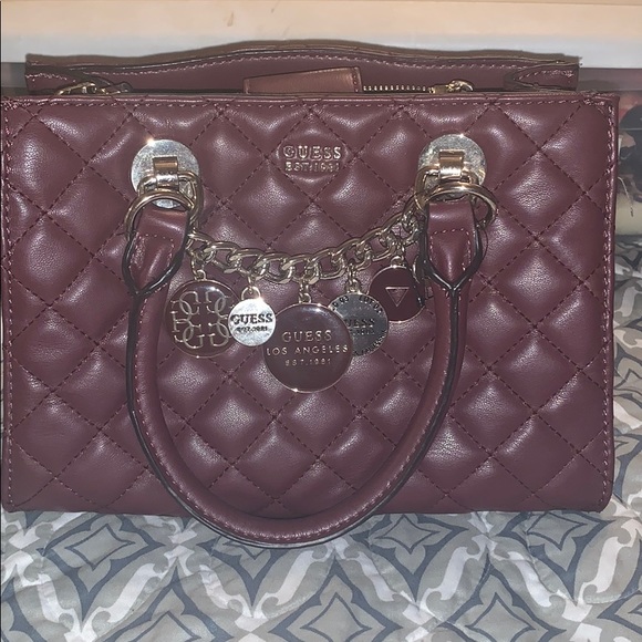 guess burgundy bag